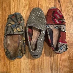 3 pair TOMS Women's Classic Slip-On Casual Canvas Flat Shoes